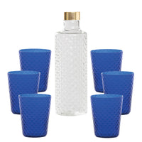 Isolano Set Bicchieri e Bottiglia In Vetro Borosilicato - Set 7 Pz