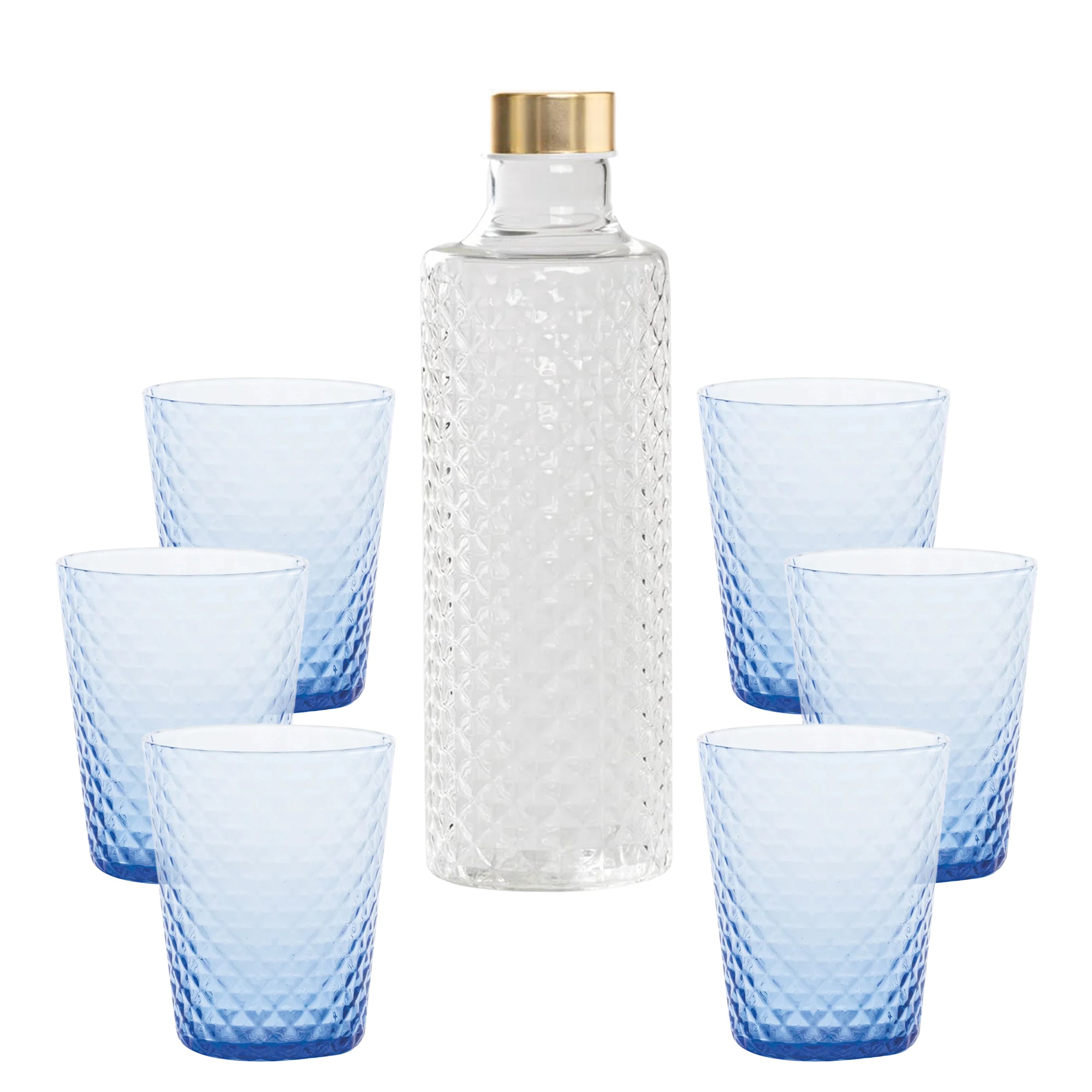 Isolano Set Bicchieri e Bottiglia In Vetro Borosilicato - Set 7 Pz