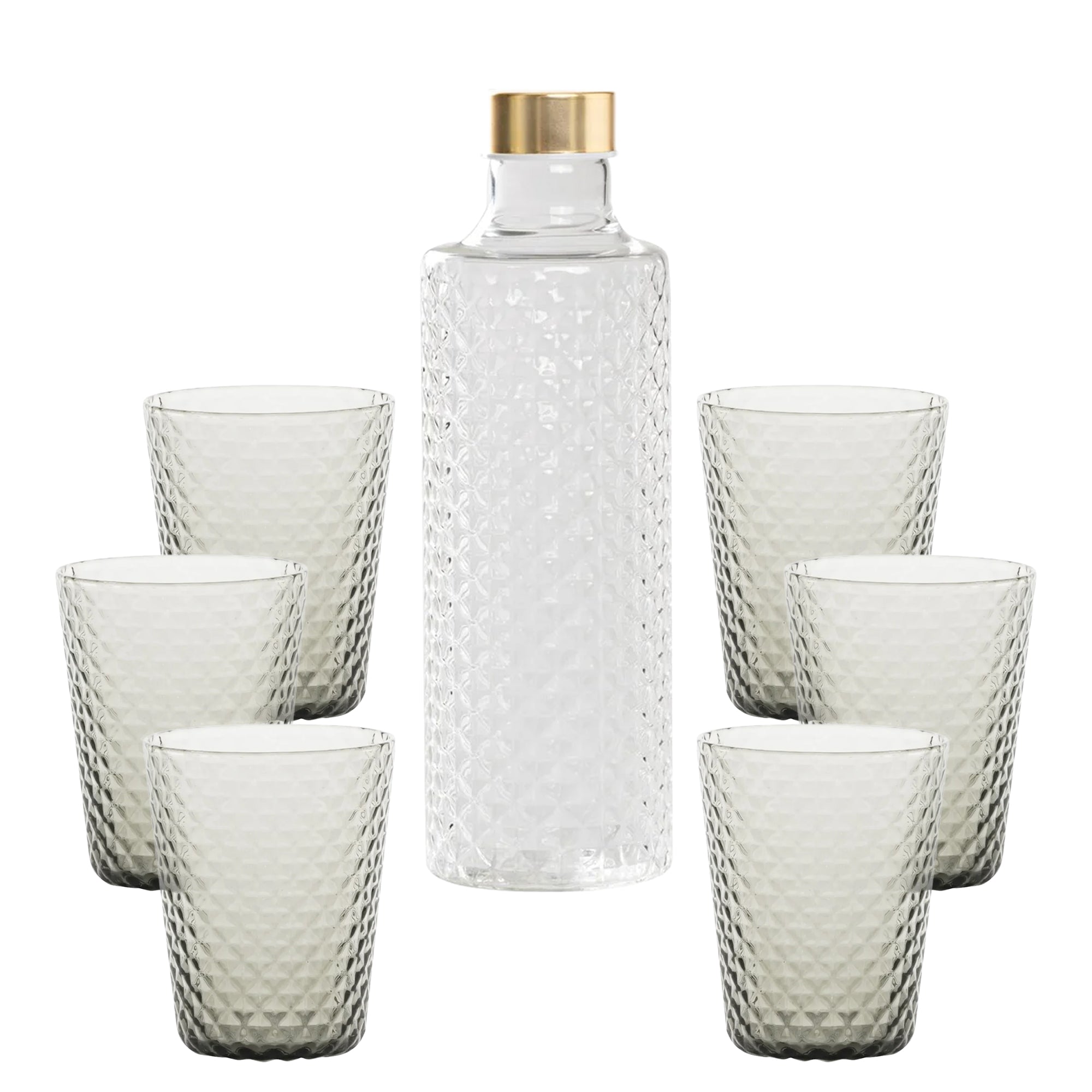 Isolano Set Bicchieri e Bottiglia In Vetro Borosilicato - Set 7 Pz