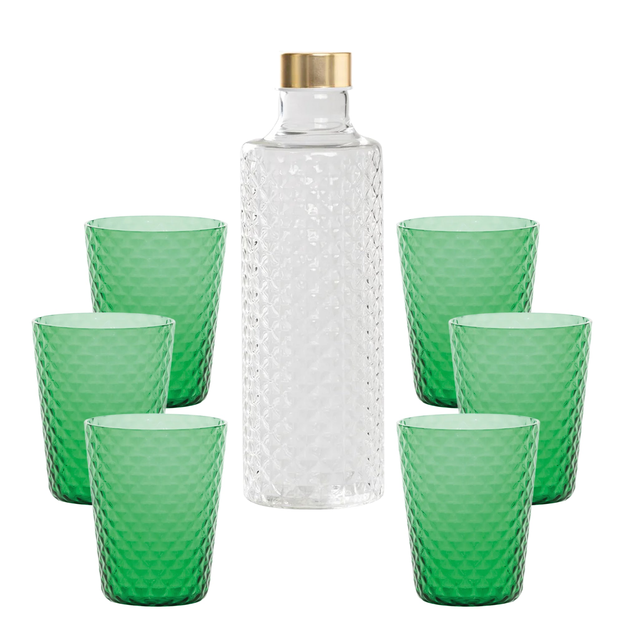 Isolano Set Bicchieri e Bottiglia In Vetro Borosilicato - Set 7 Pz