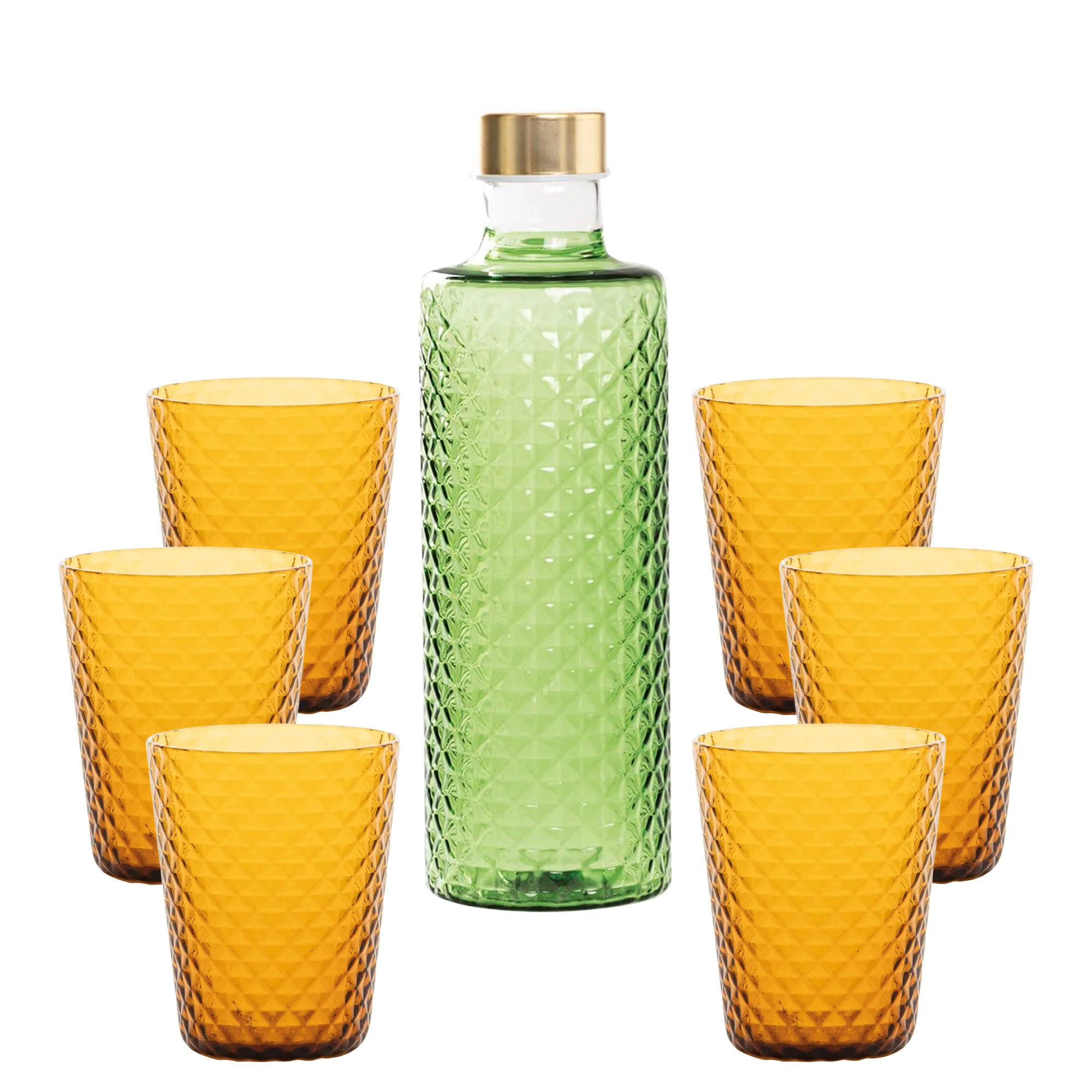 Isolano Set Bicchieri e Bottiglia In Vetro Borosilicato - Set 7 Pz