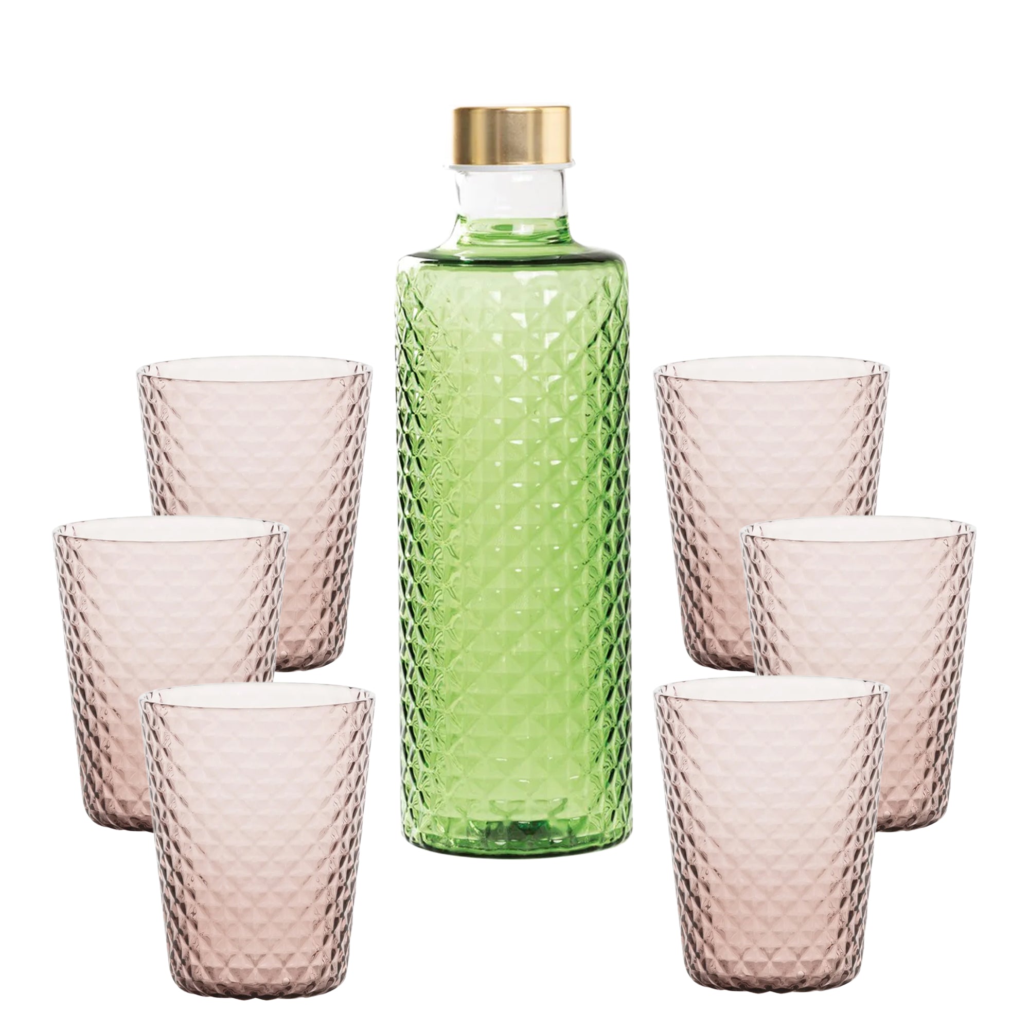 Isolano Set Bicchieri e Bottiglia In Vetro Borosilicato - Set 7 Pz