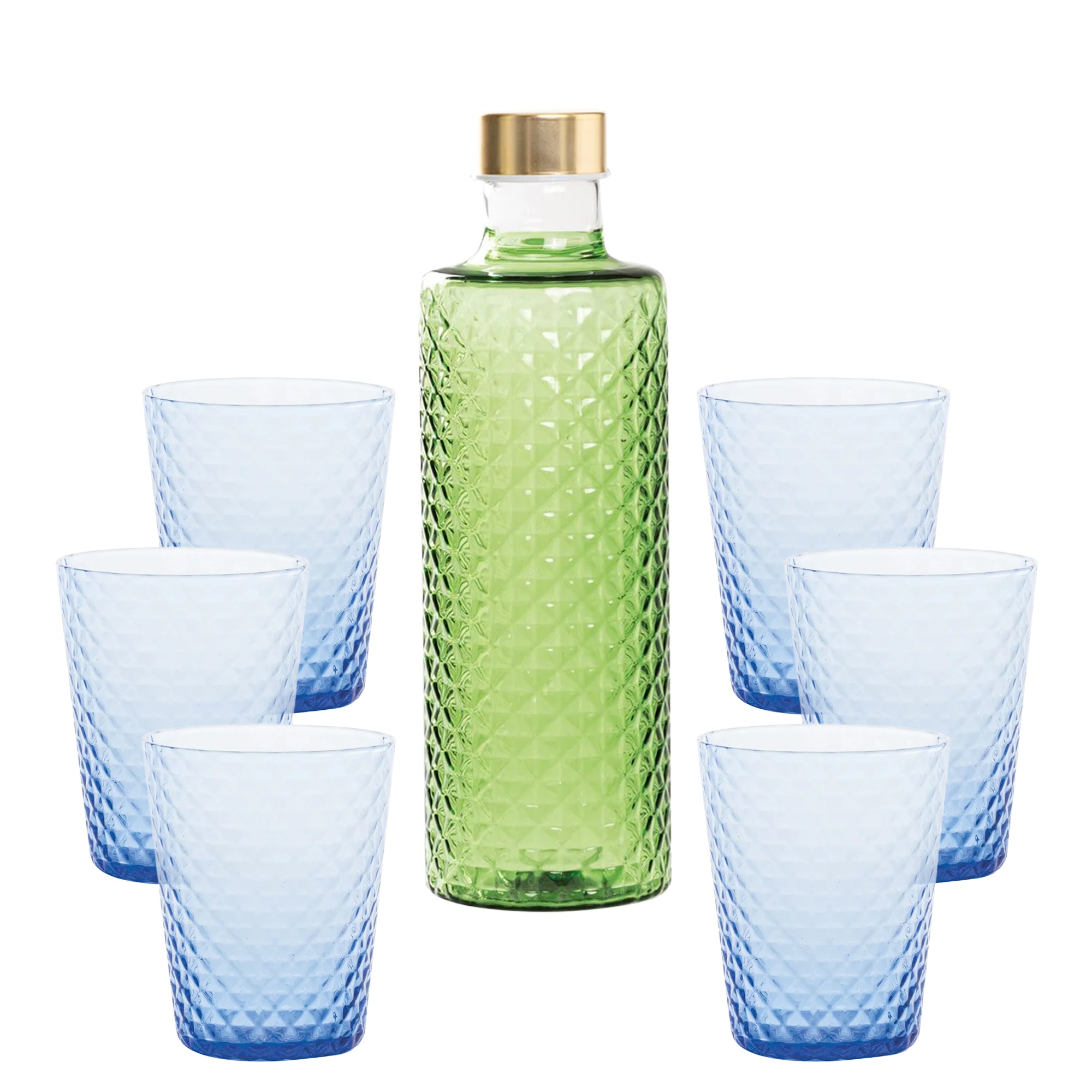 Isolano Set Bicchieri e Bottiglia In Vetro Borosilicato - Set 7 Pz