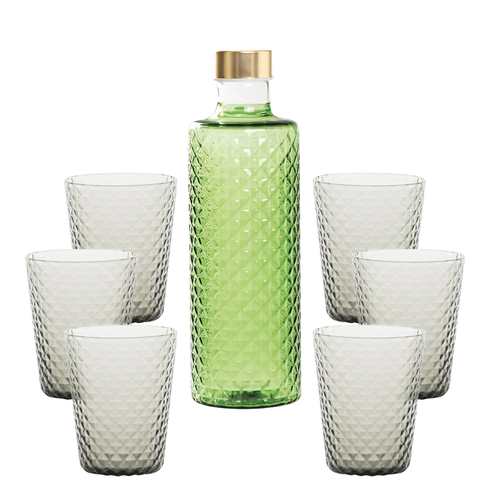 Isolano Set Bicchieri e Bottiglia In Vetro Borosilicato - Set 7 Pz