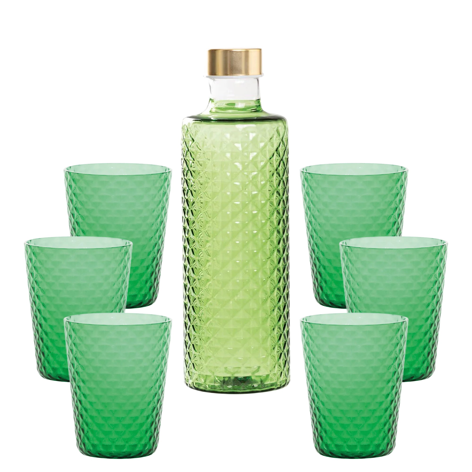 Isolano Set Bicchieri e Bottiglia In Vetro Borosilicato - Set 7 Pz