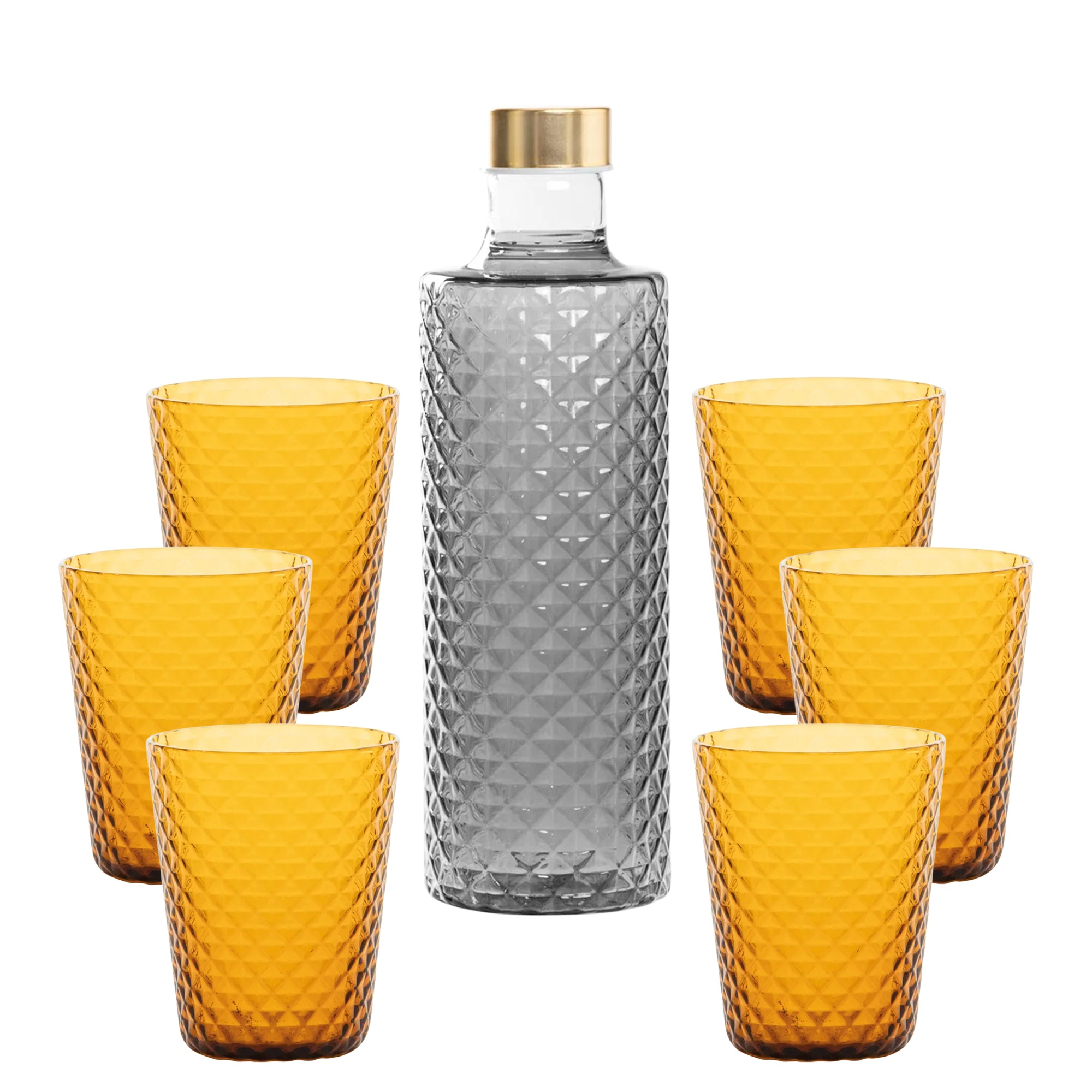 Isolano Set Bicchieri e Bottiglia In Vetro Borosilicato - Set 7 Pz