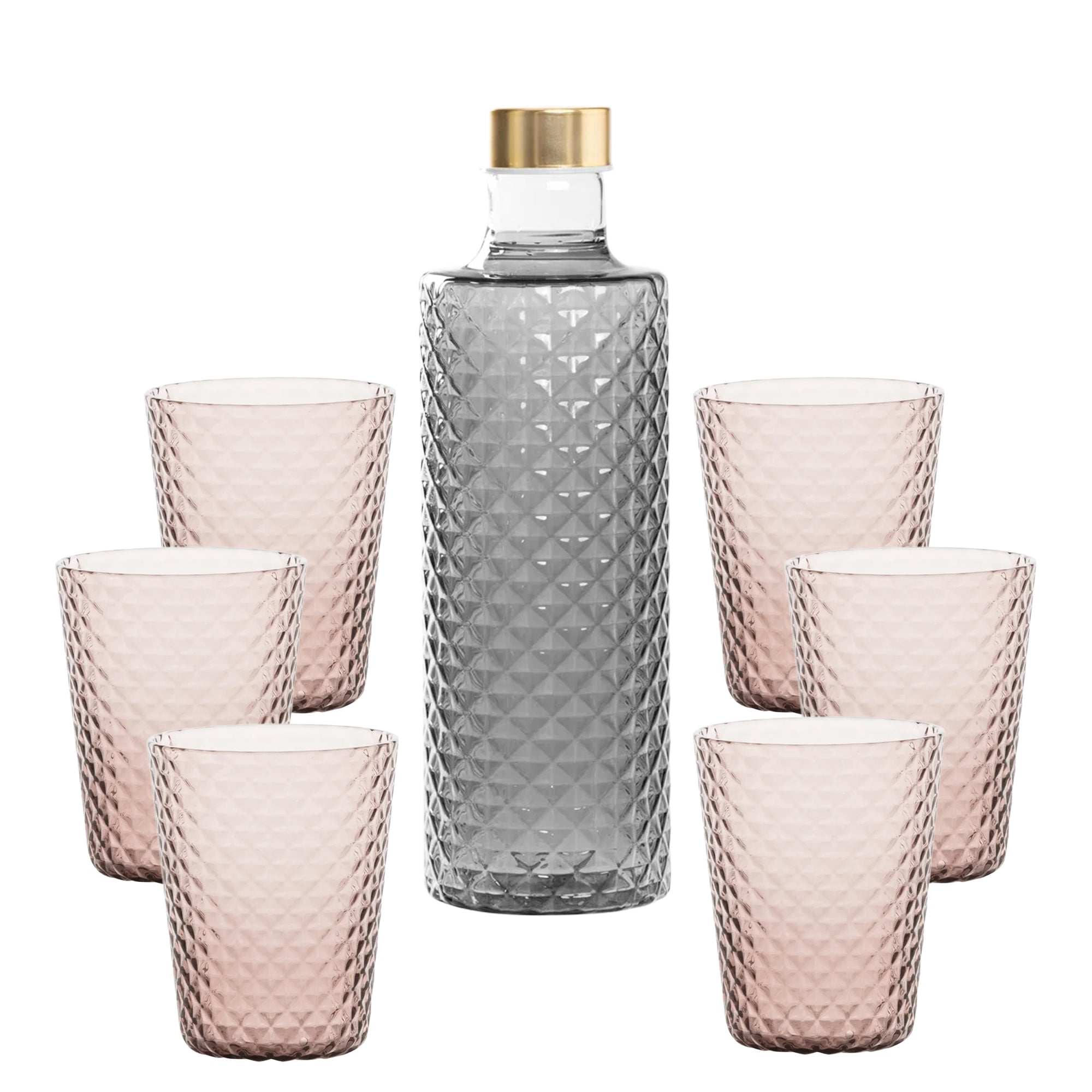 Isolano Set Bicchieri e Bottiglia In Vetro Borosilicato - Set 7 Pz
