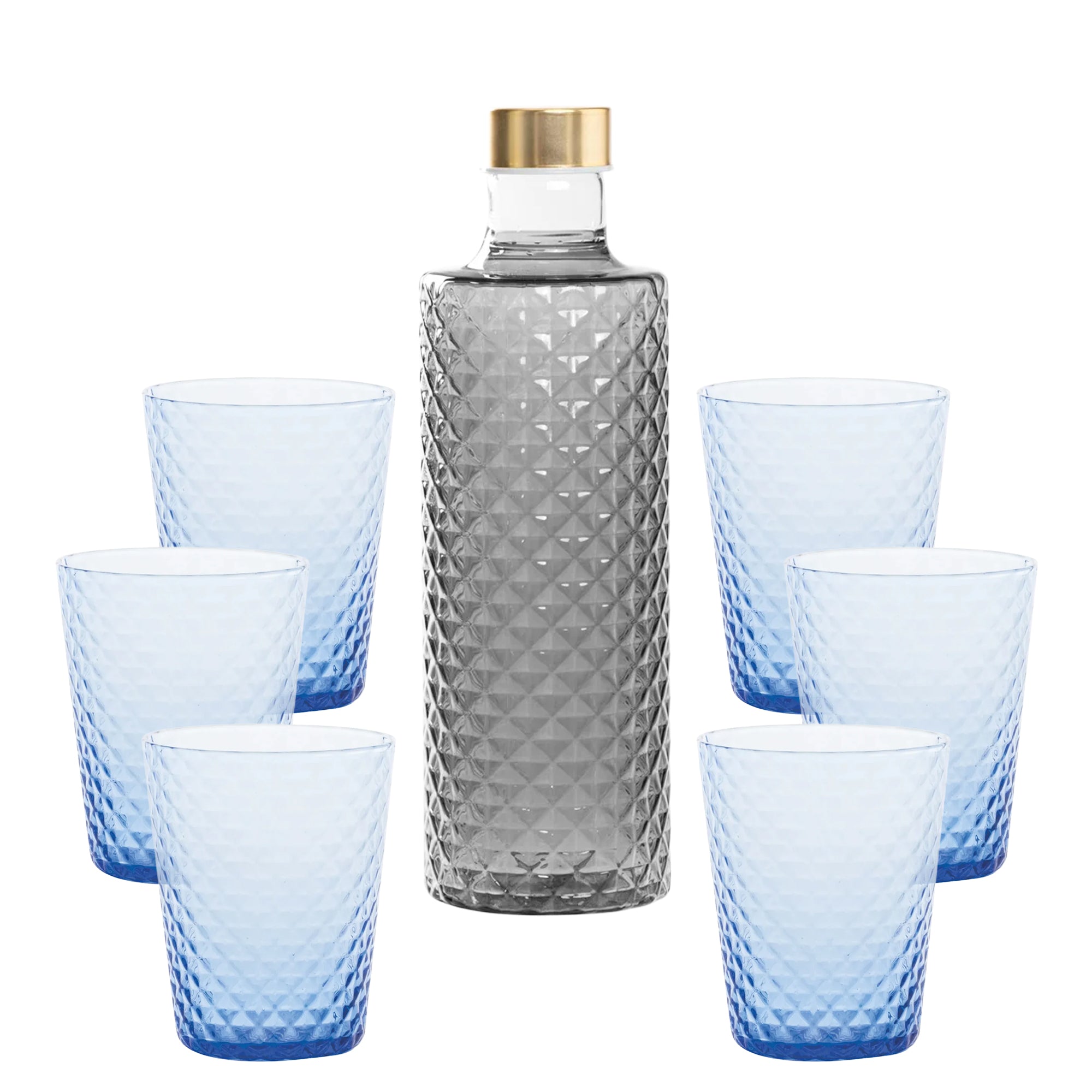 Isolano Set Bicchieri e Bottiglia In Vetro Borosilicato - Set 7 Pz