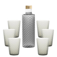 Isolano Set Bicchieri e Bottiglia In Vetro Borosilicato - Set 7 Pz