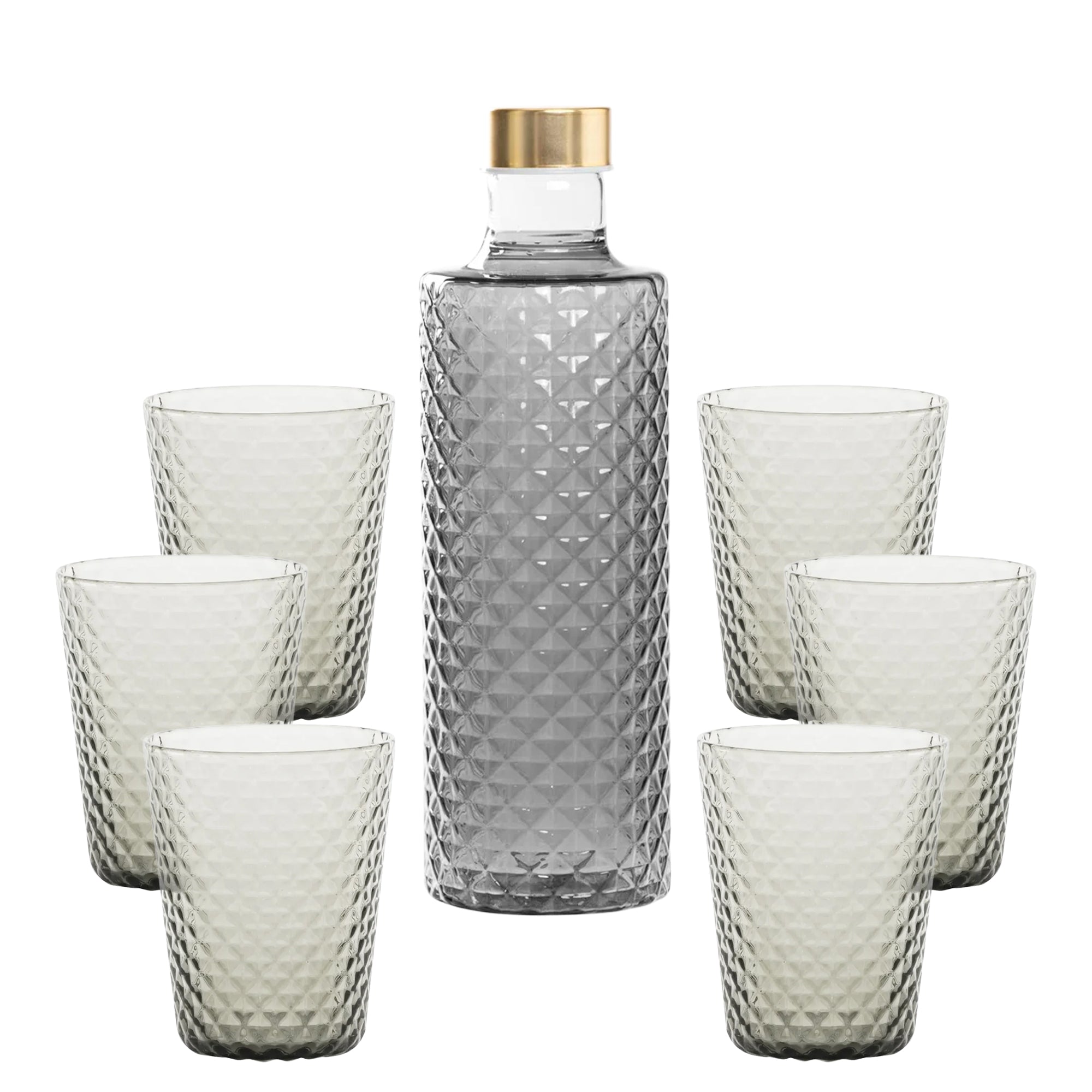 Isolano Set Bicchieri e Bottiglia In Vetro Borosilicato - Set 7 Pz