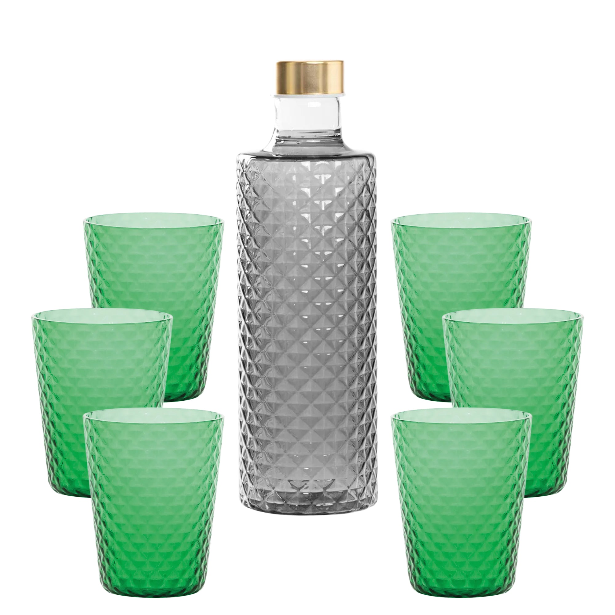 Isolano Set Bicchieri e Bottiglia In Vetro Borosilicato - Set 7 Pz