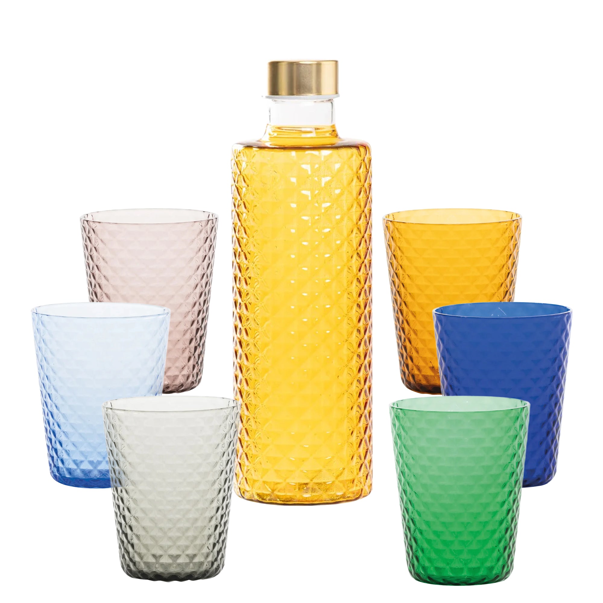 Isolano Set Bicchieri e Bottiglia In Vetro Borosilicato - Set 7 Pz