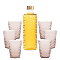Isolano Set Bicchieri e Bottiglia In Vetro Borosilicato - Set 7 Pz