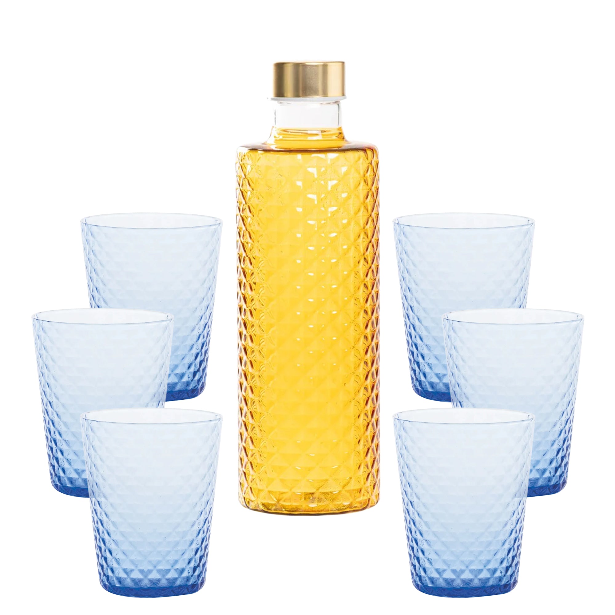 Isolano Set Bicchieri e Bottiglia In Vetro Borosilicato - Set 7 Pz