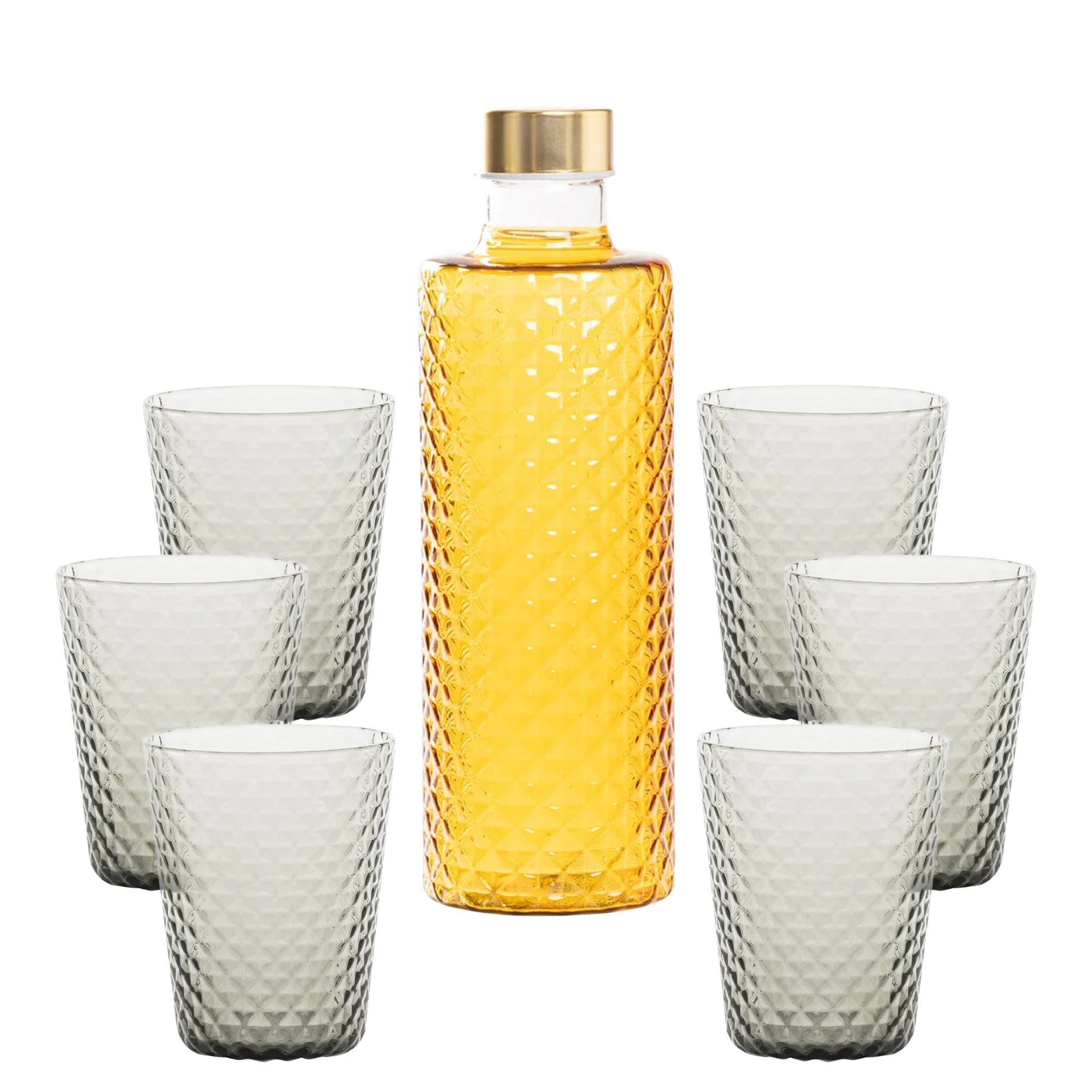 Isolano Set Bicchieri e Bottiglia In Vetro Borosilicato - Set 7 Pz