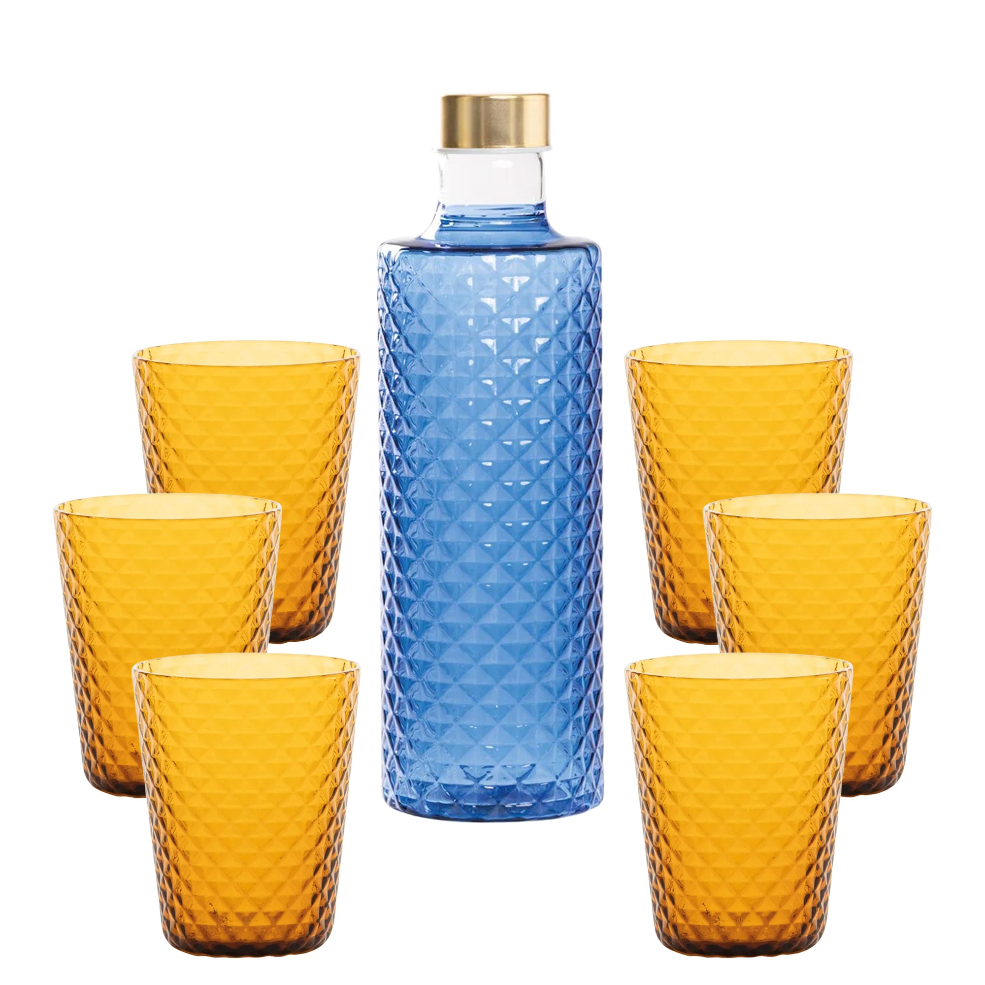 Isolano Set Bicchieri e Bottiglia In Vetro Borosilicato - Set 7 Pz