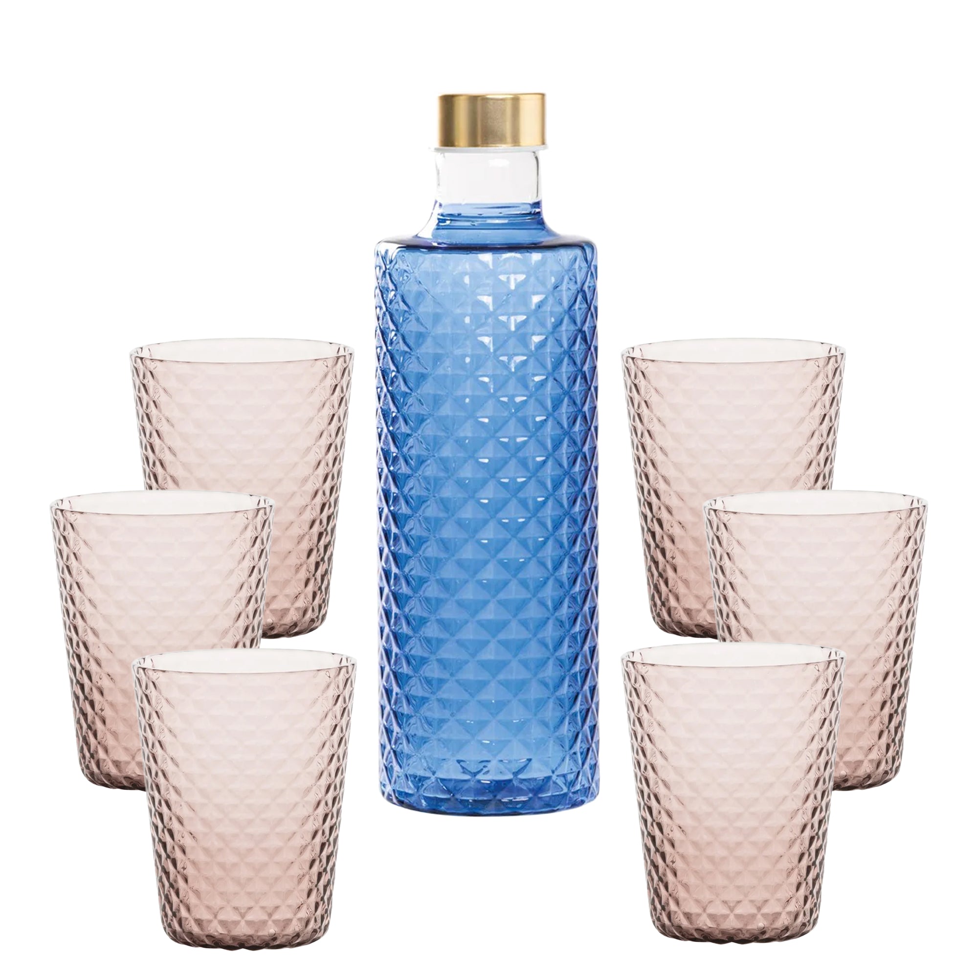 Isolano Set Bicchieri e Bottiglia In Vetro Borosilicato - Set 7 Pz