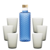 Isolano Set Bicchieri e Bottiglia In Vetro Borosilicato - Set 7 Pz