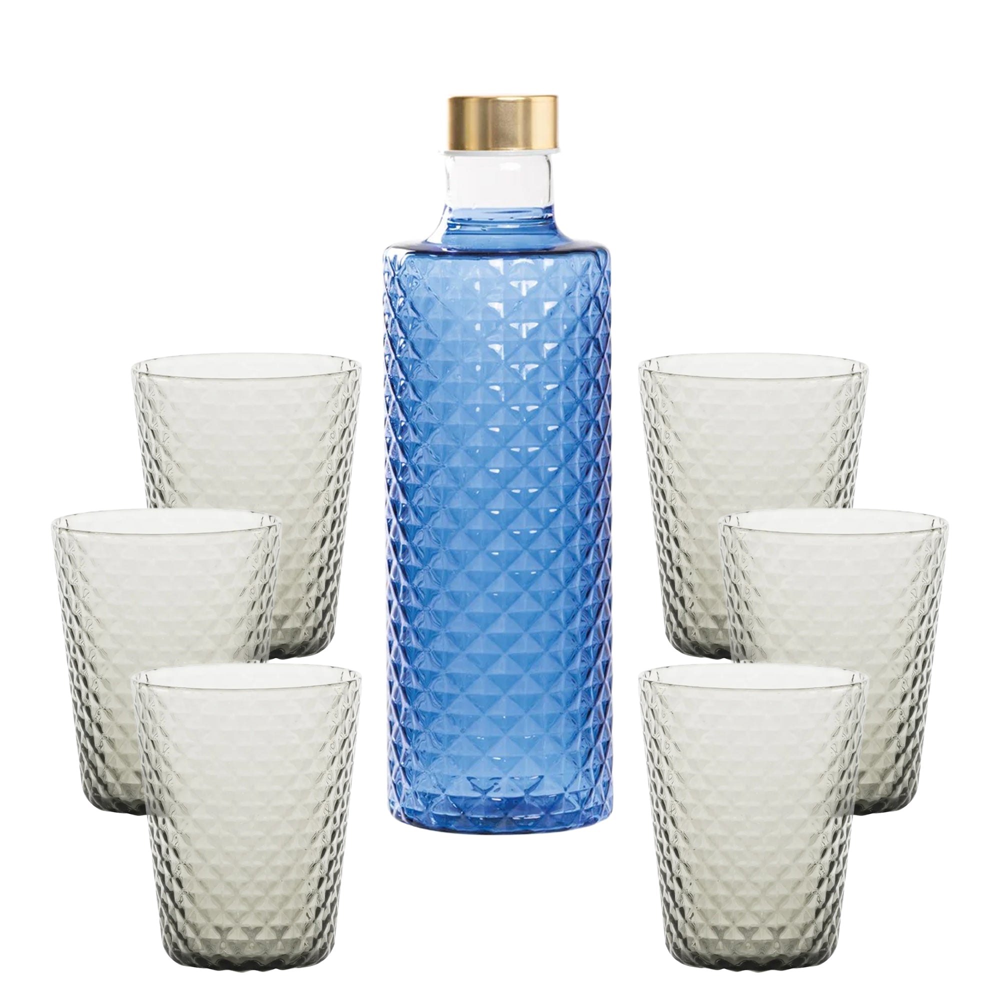 Isolano Set Bicchieri e Bottiglia In Vetro Borosilicato - Set 7 Pz