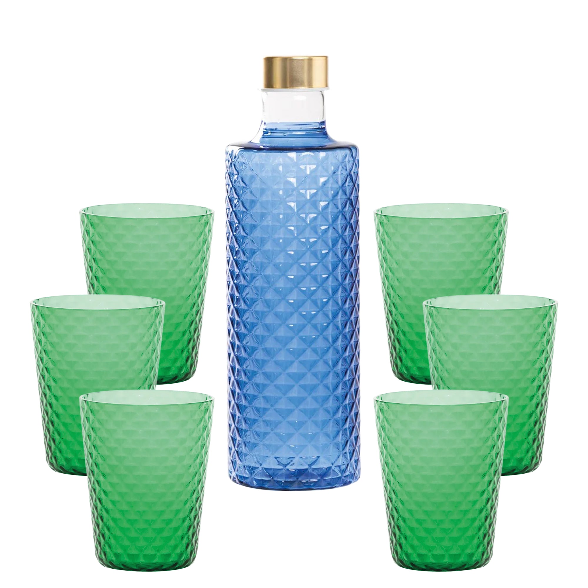 Isolano Set Bicchieri e Bottiglia In Vetro Borosilicato - Set 7 Pz
