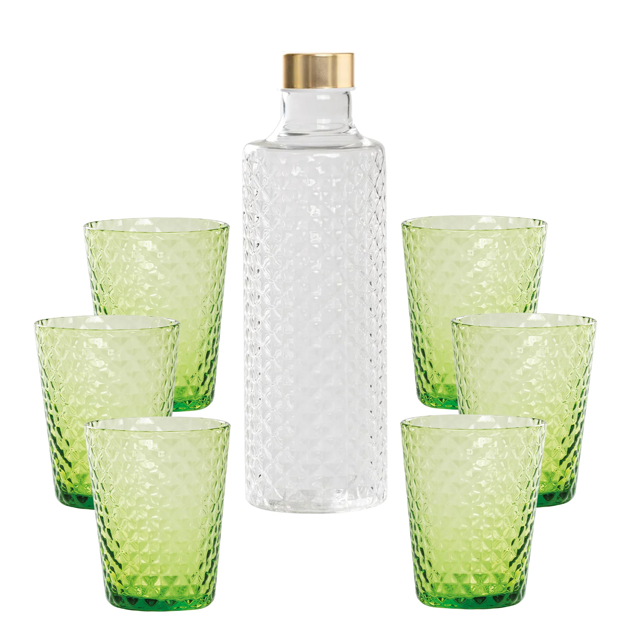 Isolano Set Bicchieri e Bottiglia In Vetro Borosilicato - Set 7 Pz