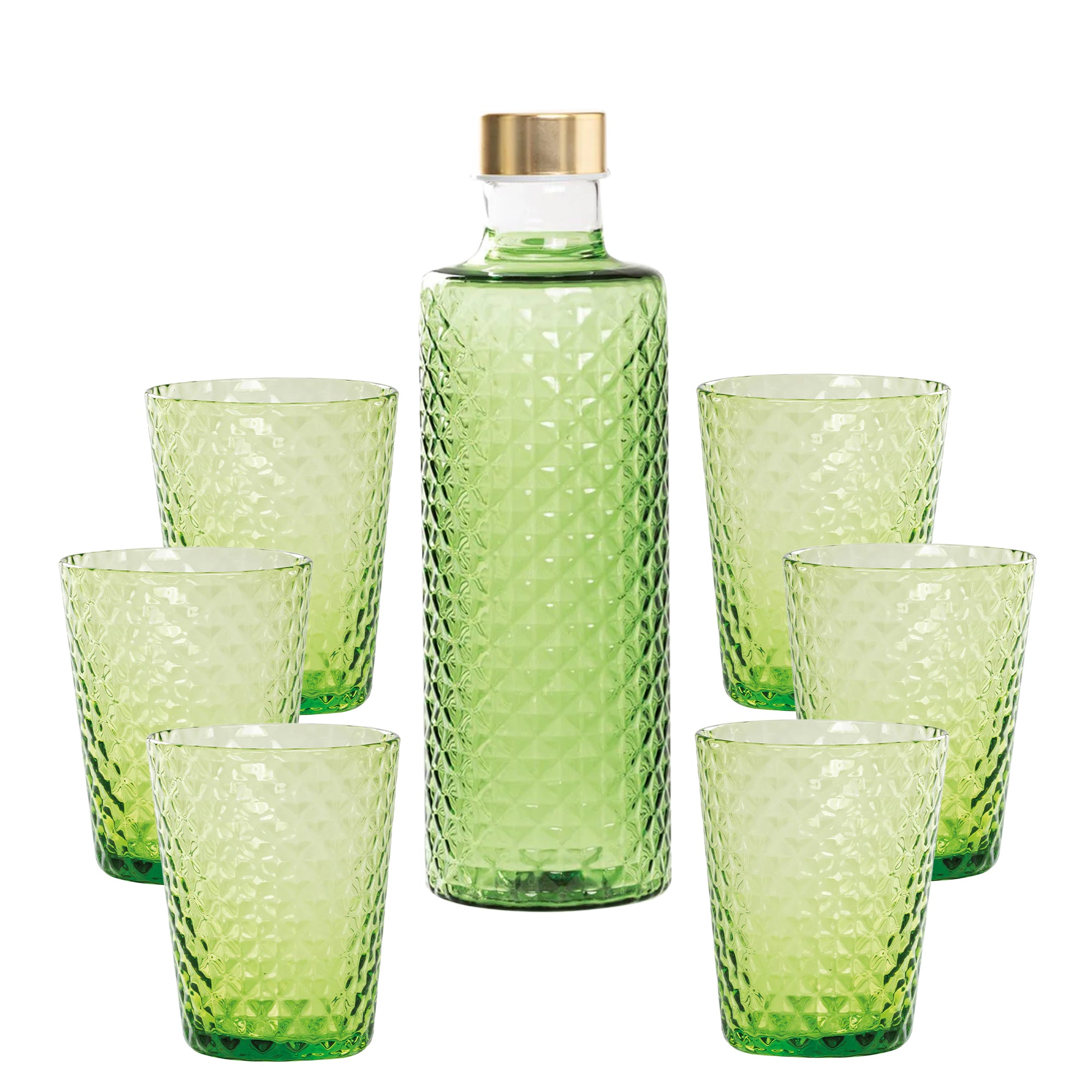 Isolano Set Bicchieri e Bottiglia In Vetro Borosilicato - Set 7 Pz