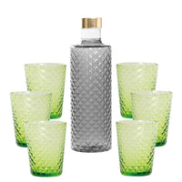 Isolano Set Bicchieri e Bottiglia In Vetro Borosilicato - Set 7 Pz