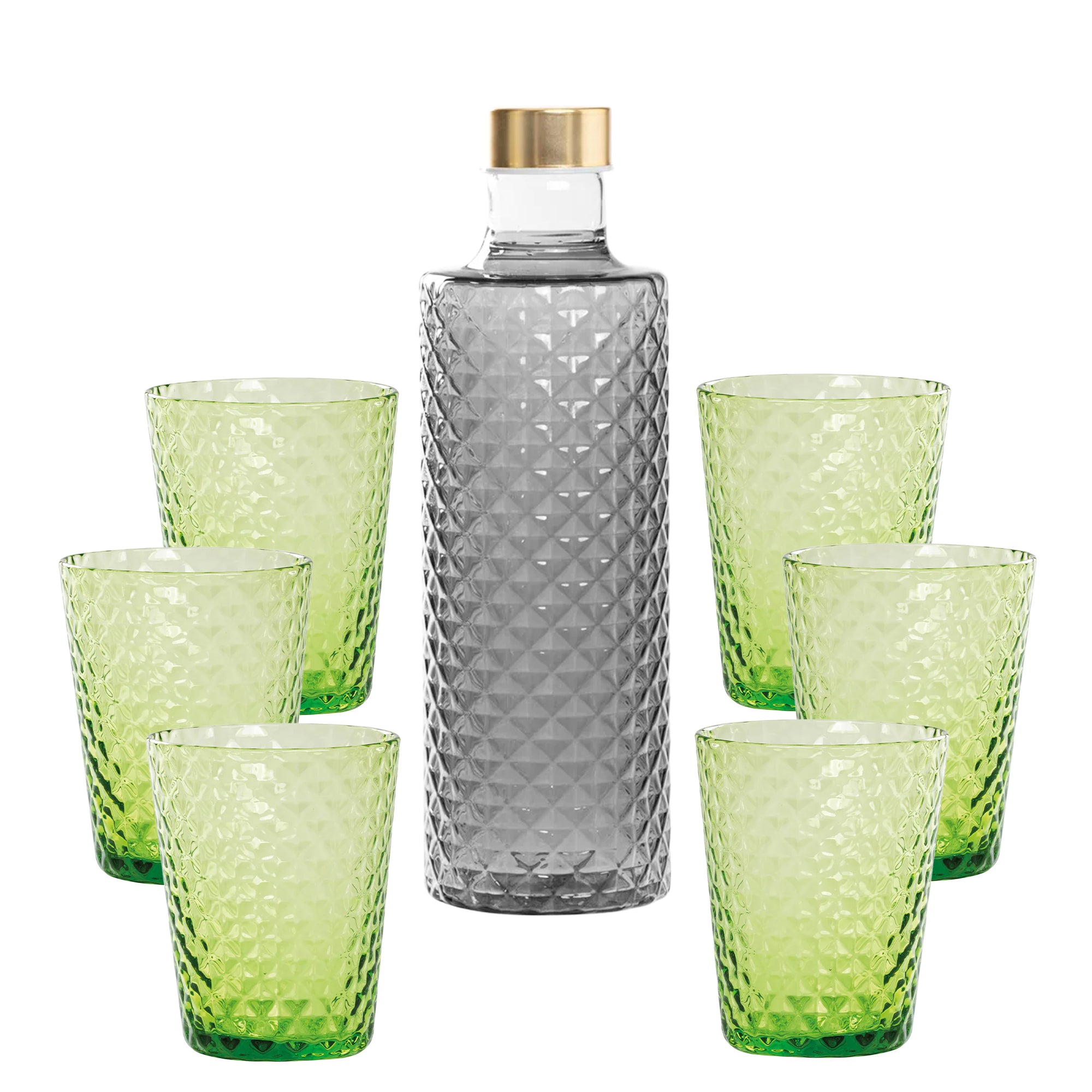 Isolano Set Bicchieri e Bottiglia In Vetro Borosilicato - Set 7 Pz