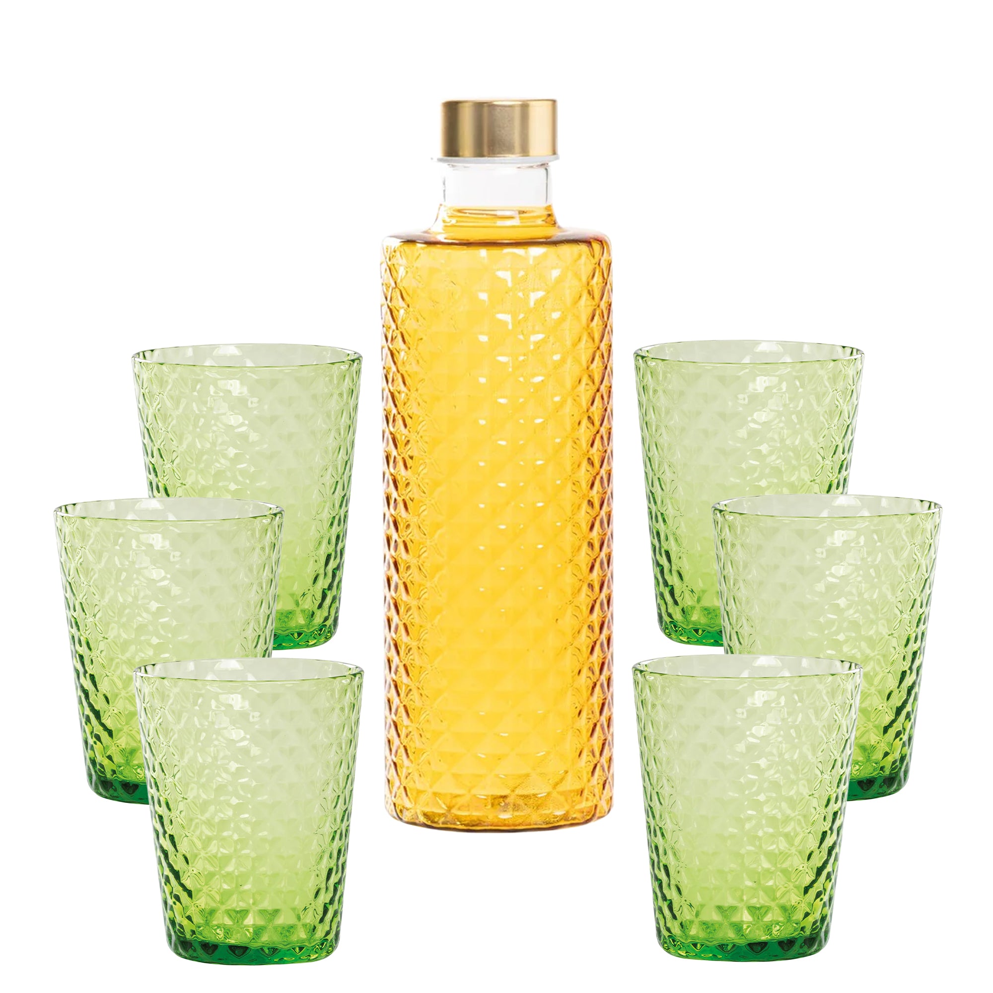 Isolano Set Bicchieri e Bottiglia In Vetro Borosilicato - Set 7 Pz