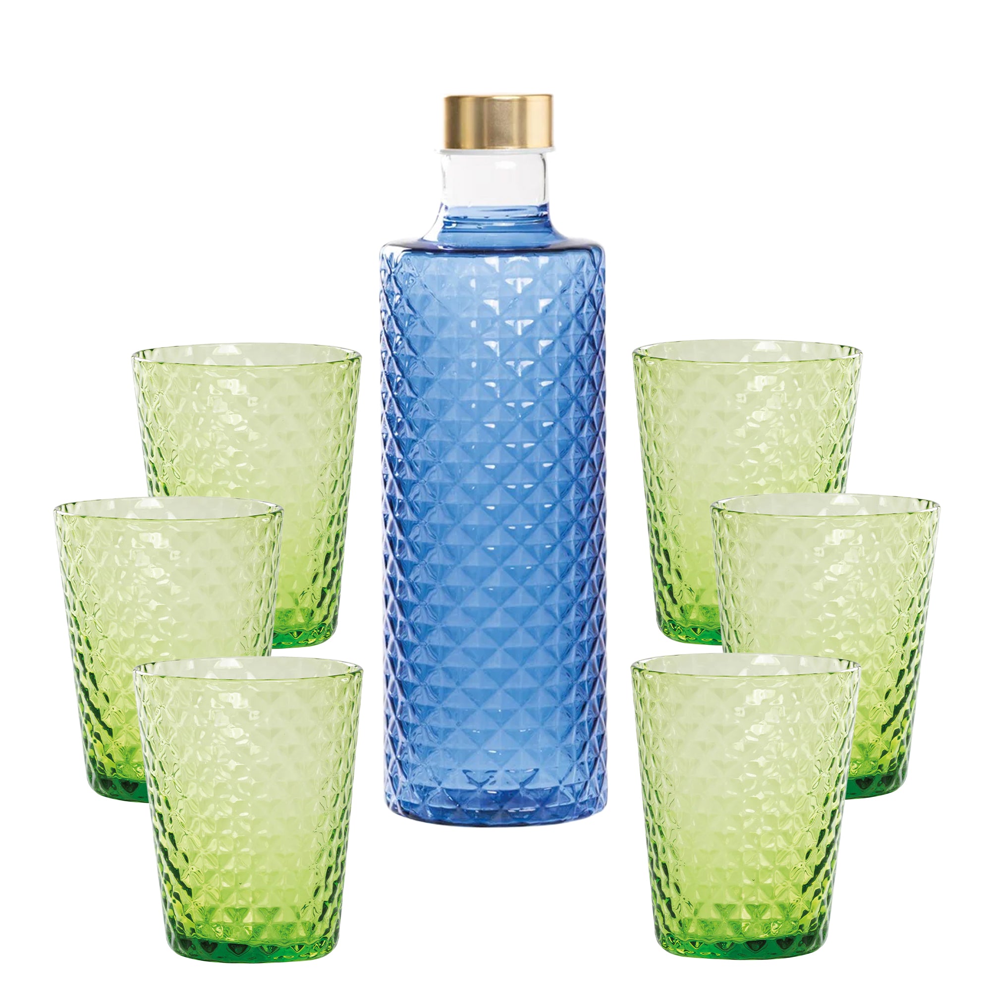 Isolano Set Bicchieri e Bottiglia In Vetro Borosilicato - Set 7 Pz
