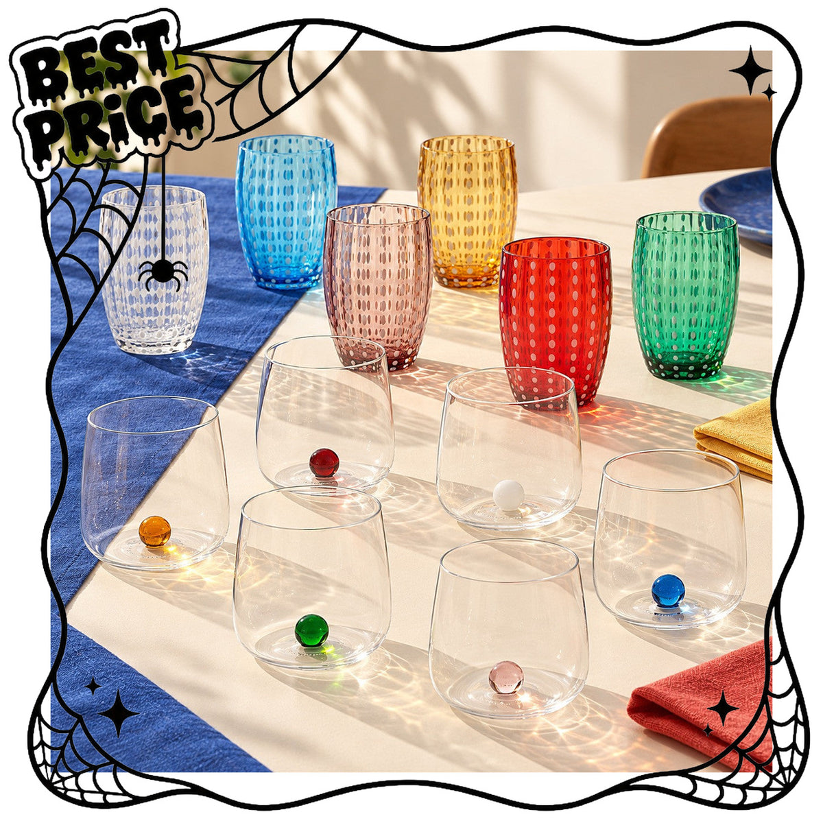 Saffron, Bilia, and Pearls – The Table in Color, Set of 12 Glasses