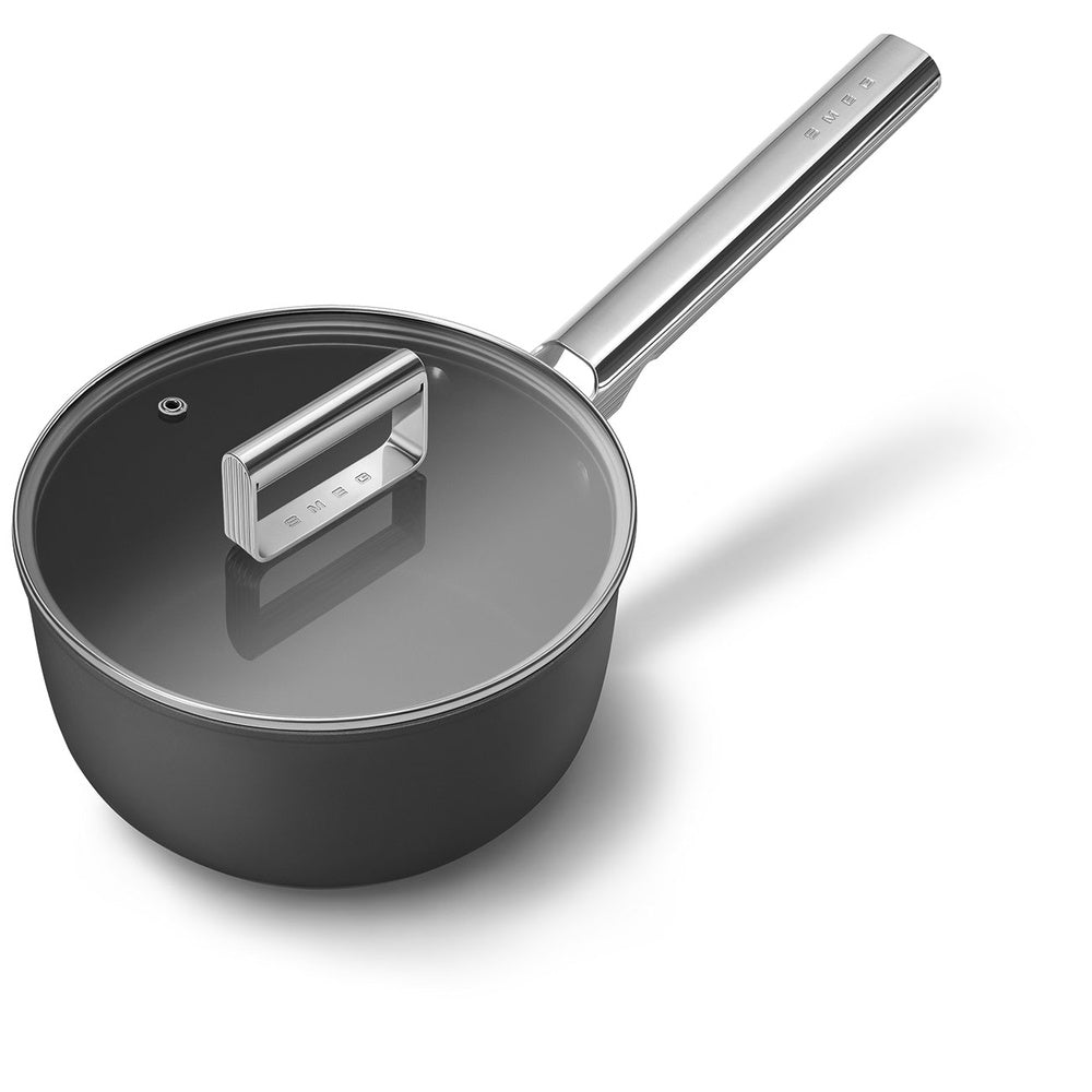 20 cm - Smeg Cookware Casseruola Alta Con Manico Antiaderente Ceramico In Alluminio Con Coperchio