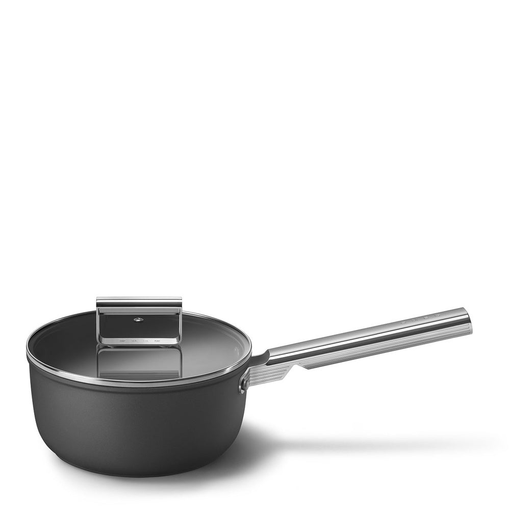 20 cm - Smeg Cookware Casseruola Alta Con Manico Antiaderente Ceramico In Alluminio Con Coperchio
