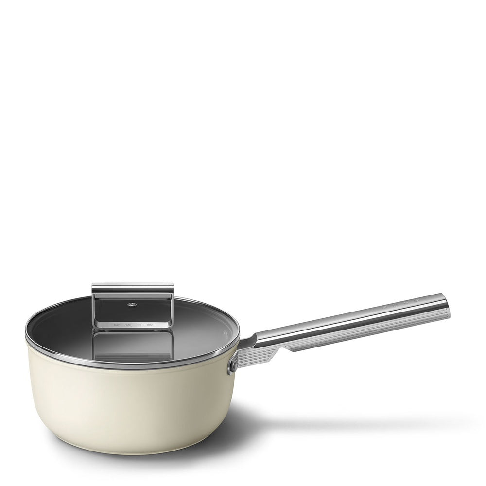 20 cm - Smeg Cookware Casseruola Alta Con Manico Antiaderente Ceramico In Alluminio Con Coperchio