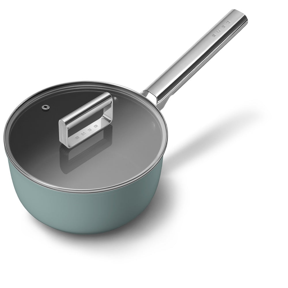 20 cm - Smeg Cookware Casseruola Alta Con Manico Antiaderente Ceramico In Alluminio Con Coperchio