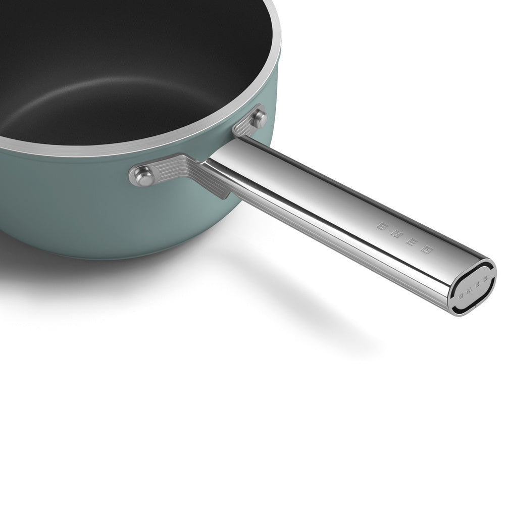 20 cm - Smeg Cookware Casseruola Alta Con Manico Antiaderente Ceramico In Alluminio Con Coperchio