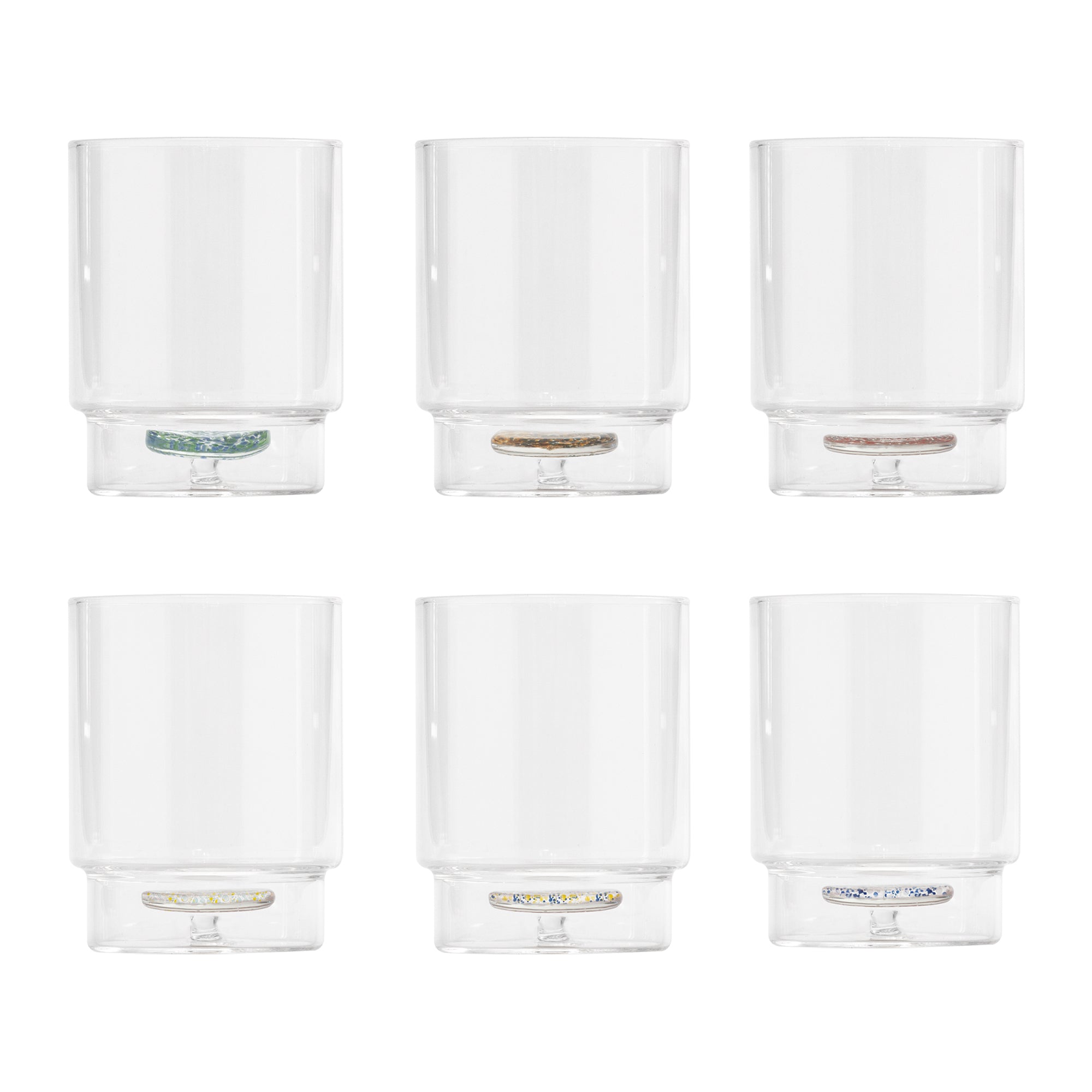 35 cl - Zafferano Teca Terrazzo Bicchiere Acqua Fatto a Mano In Vetro Borosilicato Set 6 Pz