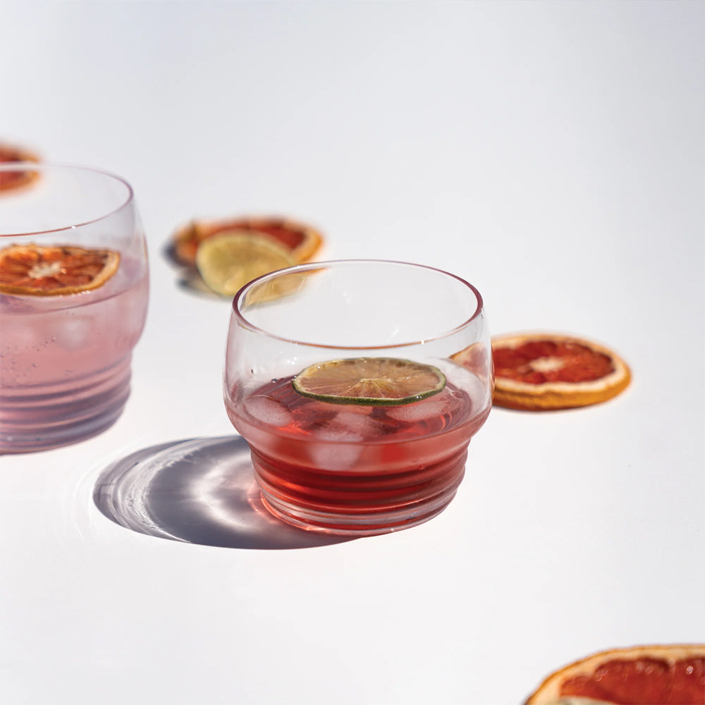 26 cl - Zafferano Righe Bicchiere Acqua In Vetro - Set 4 Pz