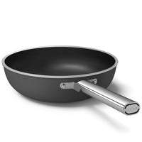 30 cm - Smeg Cookware Wok Antiaderente Ceramico In Alluminio Con Coperchio
