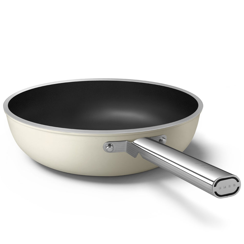 30 cm - Smeg Cookware Wok Antiaderente Ceramico In Alluminio Con Coperchio