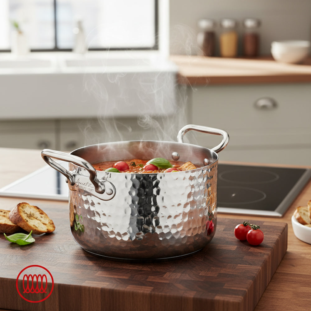 Alu-Inox 3-ply Casseruola Alta Induzione Con Due Maniglie In AluInox