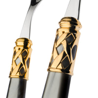 Bugatti Aladdin Servizio Posate Ghiera Dorata Acciaio Inox E Acrilico Set 24 Pz