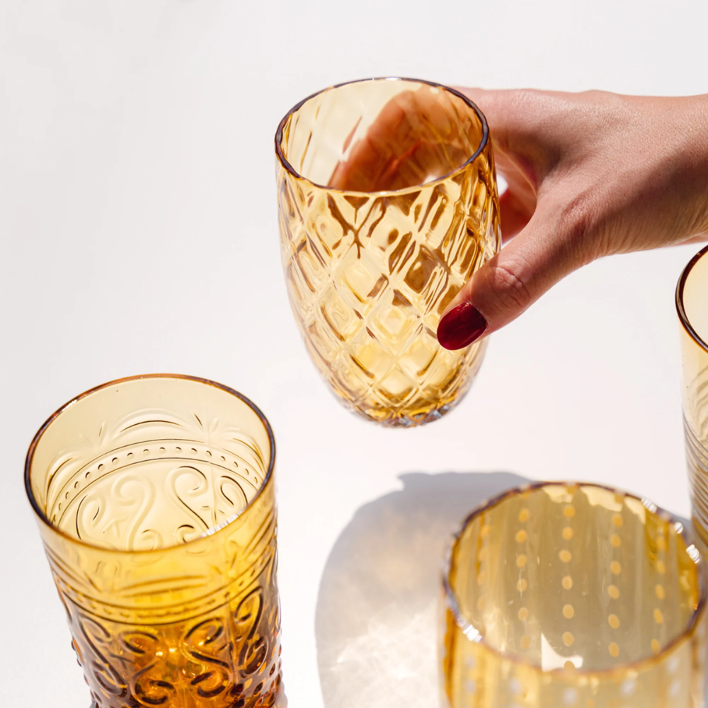 38 cl - Losanghe Verres À Eau en Verre Soufflé - Ensemble 6 Pcs