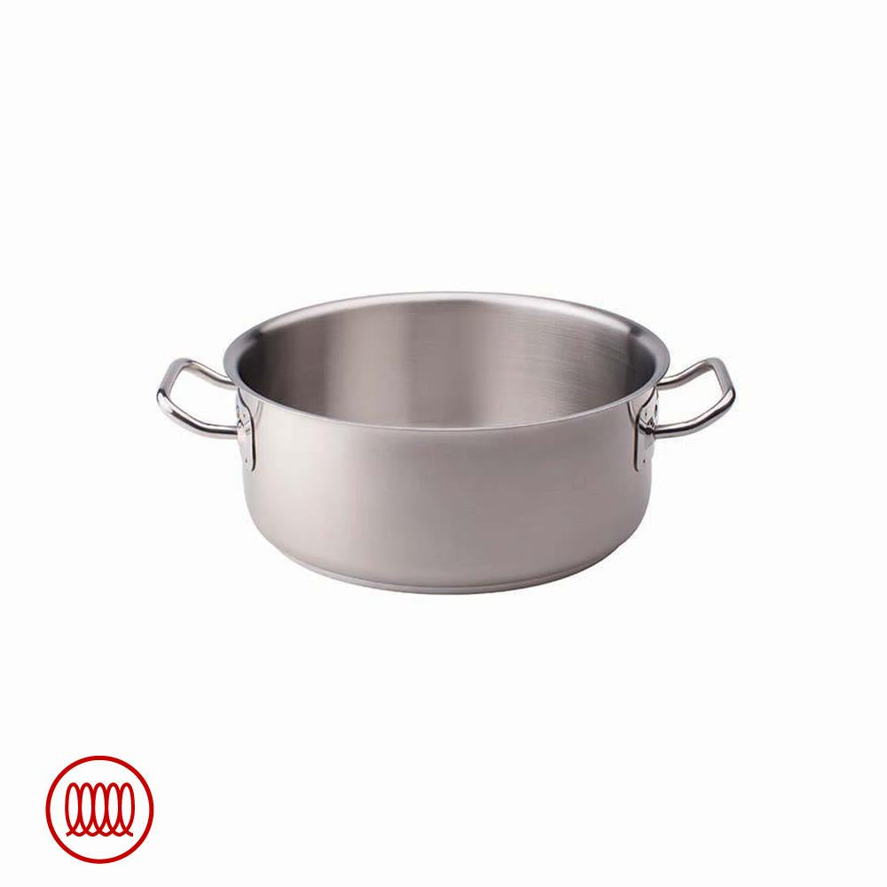 Agnelli Acciaio Inox Casseruola Bassa Induzione Con Due Maniglie