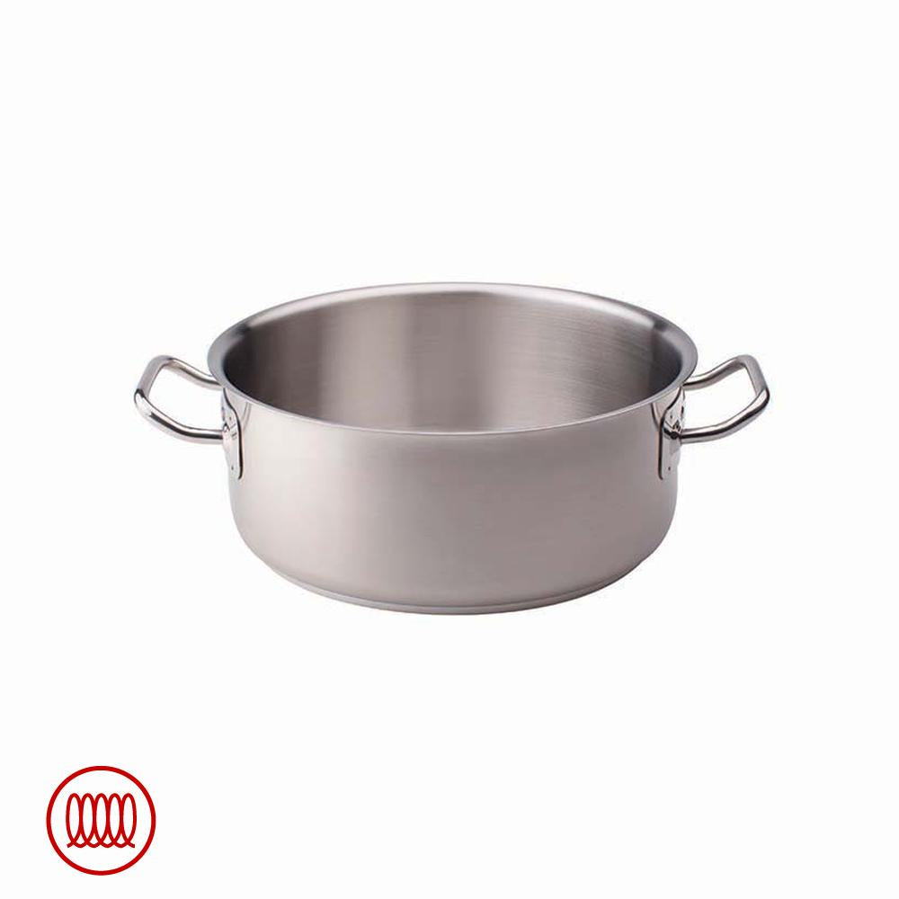 Agnelli Acciaio Inox Casseruola Bassa Induzione Con Due Maniglie