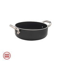 Agnelli AlBlack Casseruola Bassa Induzione In Alluminio Antiaderente 5mm Con 2 Maniglie Inox