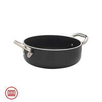 Agnelli AlBlack Casseruola Bassa Induzione In Alluminio Antiaderente 5mm Con 2 Maniglie Inox