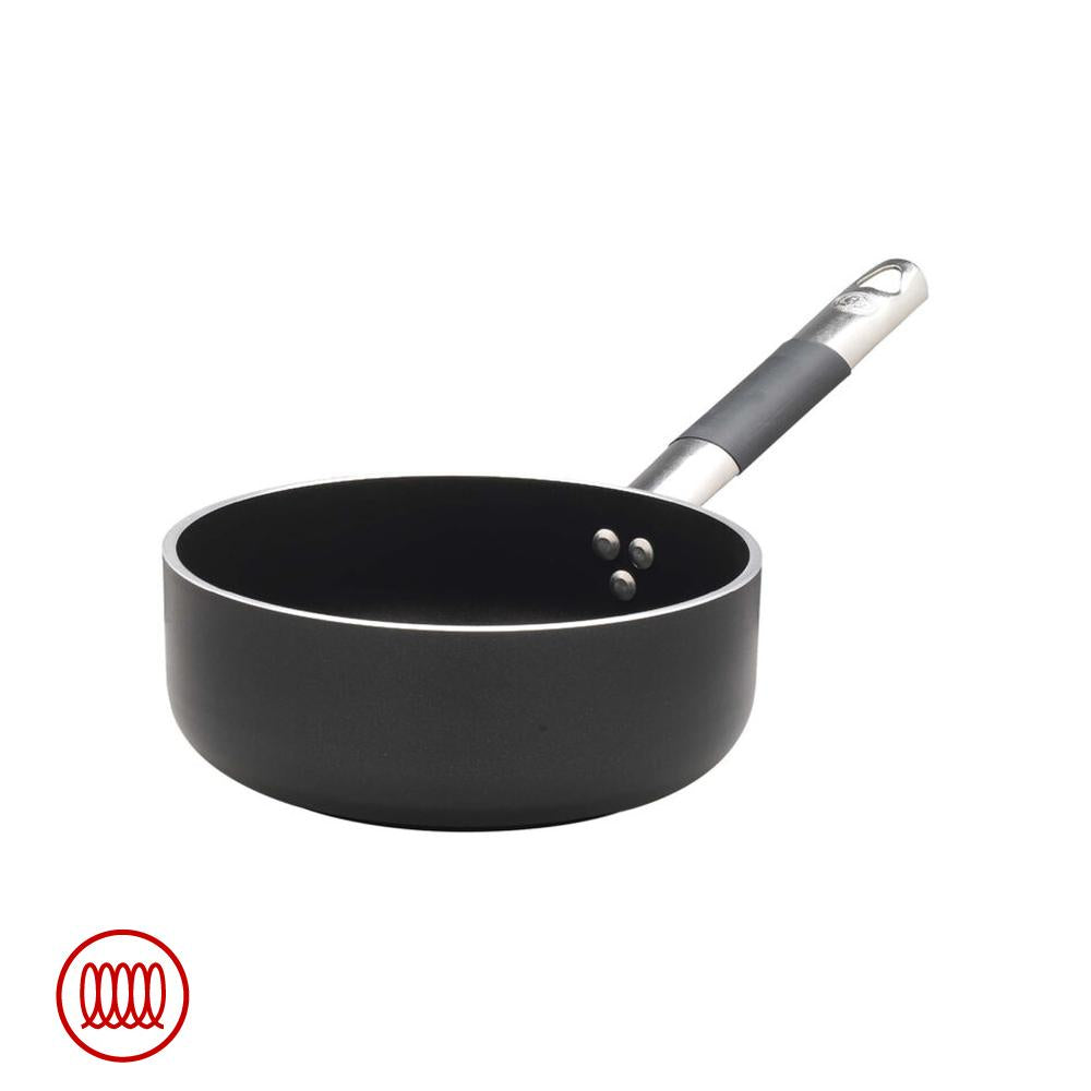Agnelli AlBlack Casseruola Bassa Induzione In Alluminio Antiaderente 5mm Con Manico Cool Inox