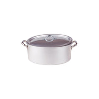 Agnelli Alluminio 3mm Professionale Casseruola Alta Ovale Con Coperchio e 2 Maniglie Inox