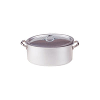 Agnelli Alluminio 3mm Professionale Casseruola Alta Ovale Con Coperchio e 2 Maniglie Inox